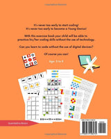 Coding Unplugged a Young Genius: STEM Coding Activity Book for 5, 6, 7, 8 year old kids, challenging and fun workbook for children, no technology, WoodArtSupply