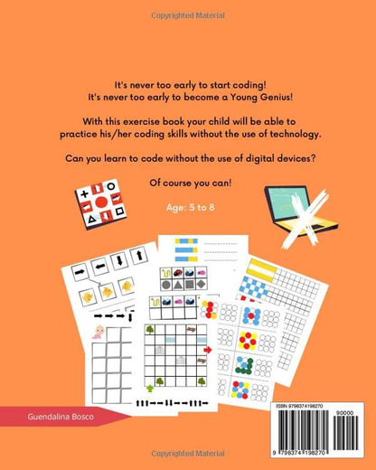 Coding Unplugged a Young Genius: STEM Coding Activity Book for 5, 6, 7, 8 year old kids, challenging and fun workbook for children, no technology, - WoodArtSupply