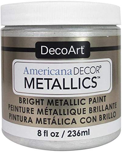 DecoArt Americana Decor Metallics Pearl Paint - 8oz Metallic Pearl White Acrylic Paint - Water Based Multi Surface Paint for Arts and Crafts, Home - WoodArtSupply