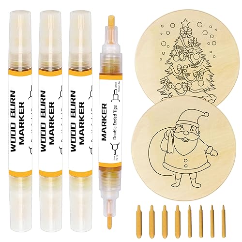 Wood Burn Pen, Marker Pen Set for Wooden Burning with Replacement Nib, Perfect for Artists and Beginners in DIY Wood Burning Craft Projects(2pcs)
