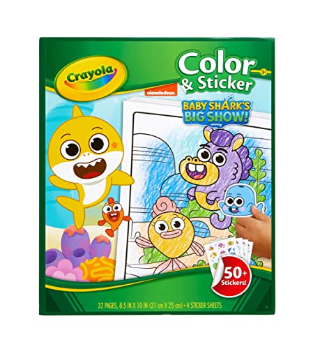 Crayola Baby Shark Coloring Pages and Stickers, Gift for Kids, Ages 3, 4, 5, 6 Color & Sticker Crayola