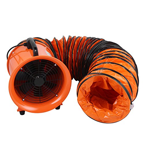 OrangeA Utility Blower Fan, 12 Inches, 520W 2295 CFM High Velocity Ventilator w/ 16 ft/5 m Duct Hose, Portable Ventilation Fan, Fume Extractor for - WoodArtSupply