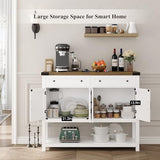 HOSTACK Buffet Sideboard Cabinet with Storage, 47.2" Modern Farmhouse Coffee Bar with 2 Drawers, Barn Doors Console Table with Shelf for Kitchen, HOSTACK