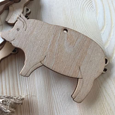 Abaodam 20Pcs Pig Shape Wooden Cutout Hanging Ornaments Unfinished Wood Tags DIY Wooden Crafts Blank Wooden Label Tags with Ropes for Home Decor Abaodam