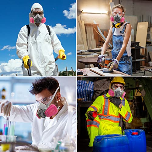WjjWff Respirator Mask with Filters - Reusable Elastomeric Respirators Gas mask - Epoxy Resin Spray Paint Mask for Painting Dust Solder Construction Work Sanding Woodworking Chemical