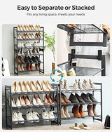 SONGMICS 6-Tier Shoe Rack Storage, Metal Shoe Organizer Stand for Garage, Entryway, Set of 2 3-Tier Stackable Shoe Rack Shelf, with Adjustable Flat SONGMICS