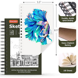Soucolor 5.5" x 8.5" Sketch Book, 100 Sheets Spiral Bound Art Sketchbook, Acid Free (68lb/100gsm) Artist Drawing Book Paper Painting Sketching Pad (2 Soucolor