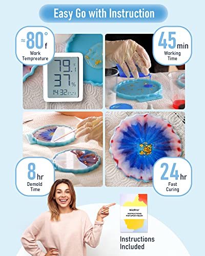 Nicpro 1 Gallon Crystal Clear Epoxy Resin Kit, Not Yellowing & Bubbles Free Resin Food Safe Resin for Coating and Casting, Craft DIY, Jewelry Making Nicpro