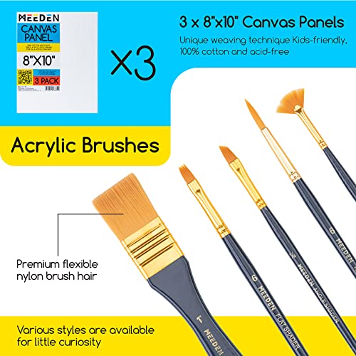 MEEDEN Kids Acrylic Painting Kit with Wood Table Easel, Kids Art Set with Acrylic Paints, Paintbrushes, Canvas & More Painting Art Supplies for - WoodArtSupply