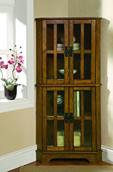 Coaster Furniture Craftsman Mission 4 Shelf Curio Cabinet China Display Stand Framed Glass Doors Golden Brown 950185 Coaster Home Furnishings