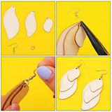 Unfinished Wooden Earrings Wooden Dangle Pendants Blank Wood Earrings 48 Pieces Natural Wood Charms with 48 Pieces Earring Hooks and 48 Pieces Jump Hicarer