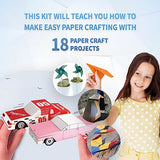 SpiceBox 3D Japanese Origami Paper Kit for Kids Easy Arts and Crafts with Instruction Book, Children's Activity Set, 18 Paper Craft Projects SpiceBox
