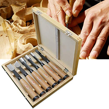 SUNREEK 6 Pieces Professional Wood Carving Chisel Set Woodworking Tools for Wood Carving and Woodwork