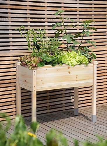 MIXC Wooden Raised Garden Bed with Legs, 48”L X 24”W, Elevated Reinforced Large Planter Box for Vegetable Flower Herb Outdoors - Beam and Column