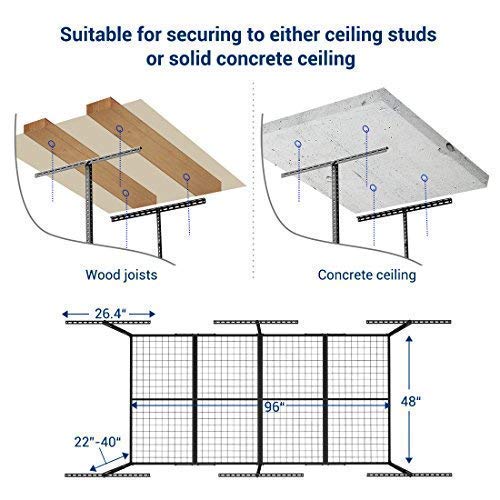 FLEXIMOUNTS 2-Piece Overhead Garage Storage Rack Set w/Hooks Adjustable Ceiling Storage Racks, 96" Length x 48" Width x 40" Height, 2 Sets, Black - WoodArtSupply