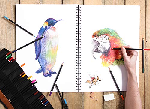 A4 Sketchbook - (Pack of 1, 80 Pages (40 Sheets)) Wire-O Portrait Drawing Pad for Heavy Mixed Media with Perforated 180gsm Acid Free Cartridge Paper ARTISTIK