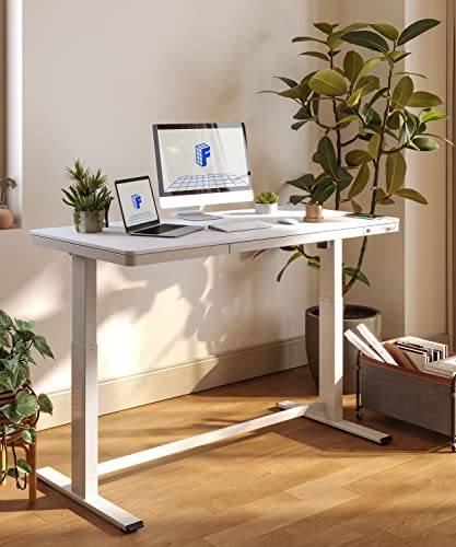 FLEXISPOT Comhar Electric Standing Desk with Drawers Charging USB A to C Port, Height Adjustable 48" Whole-Piece Quick Install Home Office Computer - WoodArtSupply