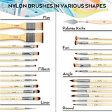Nicpro 24PCS Paint Brushes Set, Paint Brushes for Acrylic Painting, Art Supplies for Watercolor & Gouache Kids Adults, Painting Supplies with Cloth Nicpro