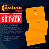 Custom Shop - 4 Inch Body Filler Spreaders for Automotive Body Fillers, Putties and Glazes - Easy, Precise, and Reusable Application - 50 Pack Custom Shop