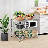 YSSOA 3-Tier Heavy Duty Storage Shelving Unit,Chrome,24.02" D x 13.78" W x 21.97" H inch, 1 Pack YSSOA