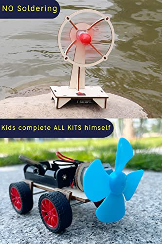 4 in 1 Science Experiment Puzzle Kits for Kids,Wooden Solar Power Motor Kit for Boys to Build,STEM Electric Projects Engineering Set for CYOEST