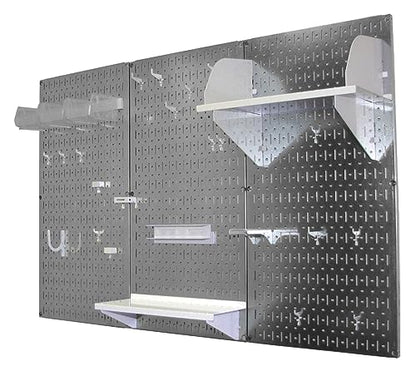 Pegboard Organizer Wall Control 4 ft. Metal Pegboard Standard Tool Storage Kit with Galvanized Toolboard and White Accessories - WoodArtSupply