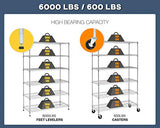 BestOffice 18x48x72 Wire Shelving with Commercial Wheels 6-Shelf Adjustable Heavy Duty Storage Shelves Metal Shelves Storage Unit Shelf,6000 LBS BestOffice
