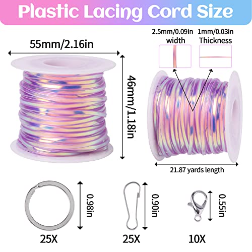 Candygirl Lanyard String, 12 Rolls Gimp String Plastic Lacing Cord Elastic String for Bracelet Keychains Boondoggle Making Kit DIY Craft Weaving Kit Candygirl