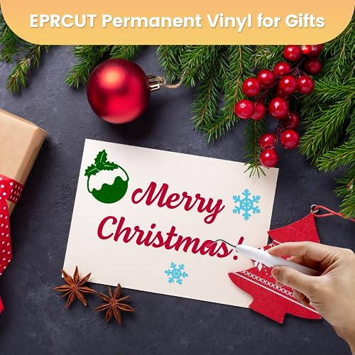 White Permanent Vinyl Roll Compatible with Cricut Silhouette, EPRCUT 12" x 50 FT Adhesive Vinyl for All Cutting Machine Cutters, Glossy Vinyl, EPRCUT