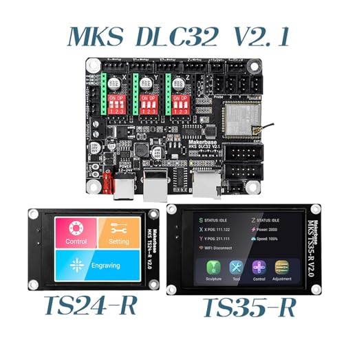 ZEKOLO Laser Engraving Machine Motherboard Makerbase MKS DLC32 V2.1 32Bit Control Board WiFi TS24/TS35-R Support 80W Laser Module (Color : Package ZEKOLO