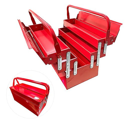 YATOINTO Metal Cantilever Tool Box, 18 Inch Tool Box, 3 Layers 5 Tray Portable Tool Box, Fold Out Tool Box Organizer Storage for Home Studio Auto