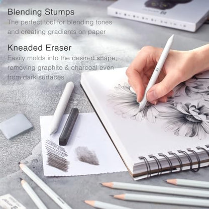 Artisto Drawing and Sketching Pencil Art Set (20 Items) - Complete Kit with Graphite Pencils, Charcoal Pencils, Sticks, Blending Stumps, Erasers, and - WoodArtSupply