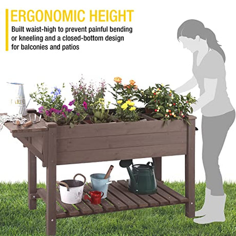 Aivituvin Raised Garden Bed, Elevated Wood Planter Box with Legs Stand for Backyard, Patio, Balcony w/Bed Liner, for Vegetables Flower Herb Aivituvin