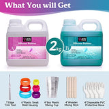 LET'S RESIN Super Elastic Silicone Mold Making Kit 10A,70.5oz Teal Color Mold Making Liquid Silicone Rubber, Ideal for Casting Resin Molds/Silicone LET'S RESIN