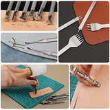 Leather Working Tools Leather Craft Kits Leather Sewing Tools with Storage Bag Cutting Mat Stamping Tool Prong Punch Waxed Thread Stitching Groover JUPEAN
