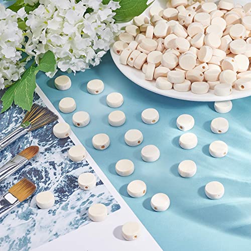 PandaHall 200pcs Natural Flat Wood Beads, 12.5mm(1/2 Inch) Wood Coin Beads Unfinished Round Wooden Slices Wooden Beads for Jewelry Craft Making PH PandaHall