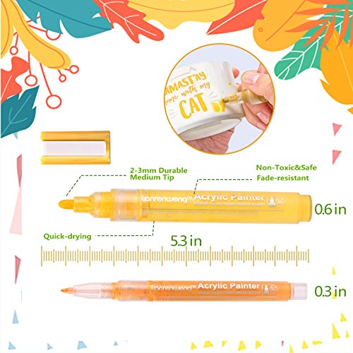 LANRENWENG Acrylic Paint Marker Pens 60 Color Painting Markers for Christmas Rock Painting with Canvas Bag, Stone, Ceramic, Glass, Wood, Fabric, LANRENWENG