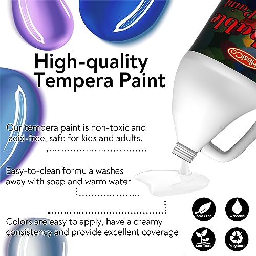 Washable Tempera Paint for Kids,Titanium White (128 oz/1 Gallon) Liquid Poster Paint, Non-Toxic Kids Paint with Fluorescent Glitter Metallic Neon - WoodArtSupply