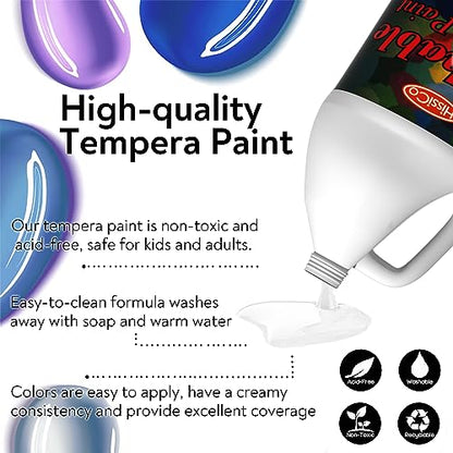 Washable Tempera Paint for Kids,Titanium White (128 oz/1 Gallon) Liquid Poster Paint, Non-Toxic Kids Paint with Fluorescent Glitter Metallic Neon - WoodArtSupply