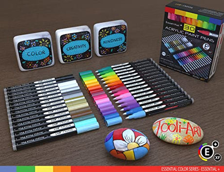 TOOLI-ART Acrylic Paint Pens Assorted Vibrant Markers for Rock Painting, Canvas, Glass, Mugs, Wood, Fabric, Metal, Ceramics. Non Toxic, Quick Dry, TOOLI-ART