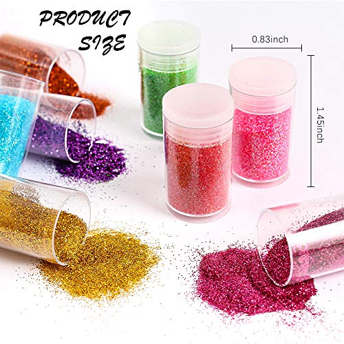 Extra Fine Glitter, Set of 36 Colors Nail Arts Cosmetic Glitter, Resin Crafts Loose Glitter Powder Shaker for Face Body Hair Eye Lip Gloss Makeup, - WoodArtSupply