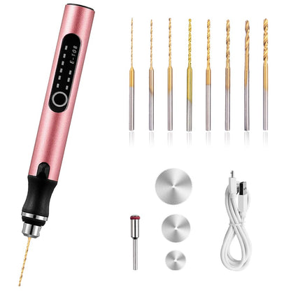 3-Speed Cordless Mini Drill Pen With 8 Small Drill Bits,Rechargeable Electric Hand Drill Pin Vise,Resin Drill Set For Jewelry - WoodArtSupply