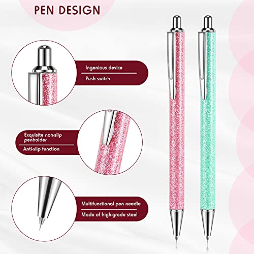 2 Pieces Weeding Pen Vinyl Pen Pin Weeding Tool Fine Point Weeding Tool Glitter Metal Vinyl Air Release or Car Puncturing Installation Retractable Epakh