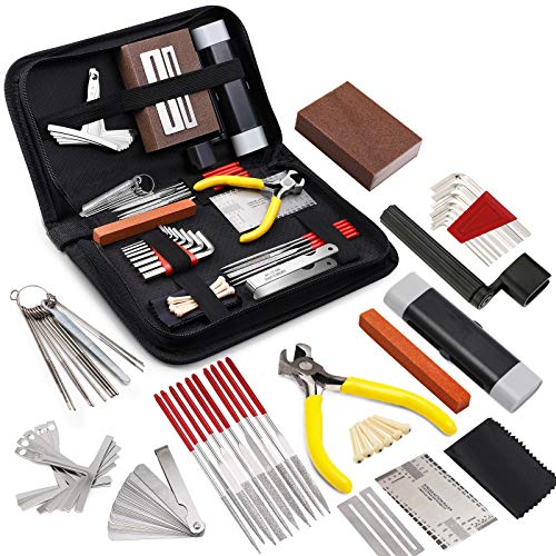 MIFOGE 45Pcs Guitar Repairing Maintenance Tool Kit with Carry Bag Large Care Set of Tools for Acoustic Guitar Electric Guitar Ukulele Bass MIFOGE
