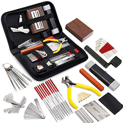 MIFOGE 45Pcs Guitar Repairing Maintenance Tool Kit with Carry Bag Large Care Set of Tools for Acoustic Guitar Electric Guitar Ukulele Bass