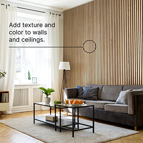 SLATPANEL Two Acoustic Wood Wall Veneer Slat Panels - Natural Oak | 94.49” x 12.6” Each | Soundproof Paneling | Wall Panels for Interior Wall Decor Slatpanel