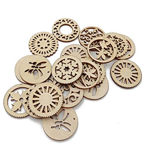 Healifty 20pcs Rustic Decor Wood Decor Scrapbook Embellishments Wooden Flower Craft Woodsy Decor Wooden Craft Supplies Wood Slices Wooden Healifty