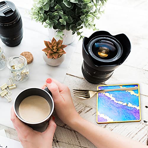 ResinWorld 4 Pack 4 inches Square Coaster Molds, Shiny Coaster Silicone Mold for Resin, Geode Aagte Coaster Resin Molds ResinWorld