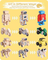 SainSmart Jr. 4-in-1 STEM Kits, Wooden Robot Assembly Toy Set, Woodworking Crafts Projects for Kids, Gift for Boys and Girls SainSmart Jr.