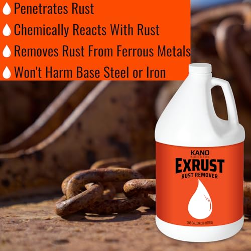 KROIL Kano Exrust Industrial Strength Rust Remover (Liquid-1 Gallon Bottle-Single) | Penetrating Rust Removal for Steel, Stainless Steel, Wrought KROIL